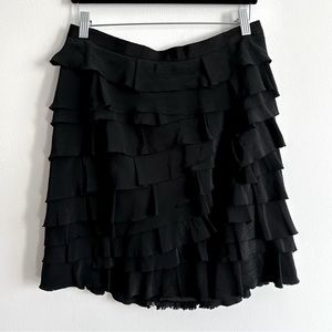 Club Monaco Ruffled Mini Skirt in black | Size 10